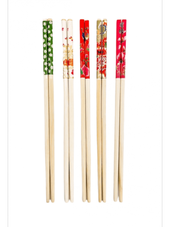 Desenli Bambu Chopstick Set 10 Adet (5çift) Asya mutfağı Suşi çubuğu