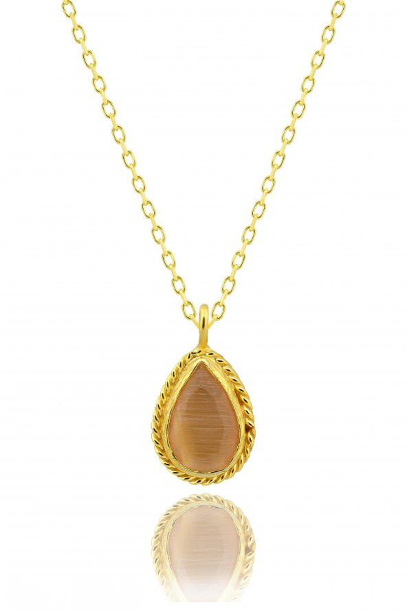 Güneş Taşı Serisi Sarma Damla Kesim Siyah Renkli Oniks 22 Ayar Altın Kaplama Kadın Üçlü Set 925 Ayar Gümüş Zincirli - 4