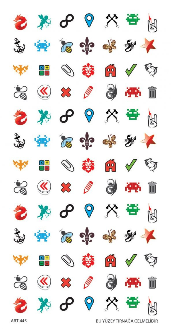 Şekil- 2 Tırnak Dövmesi, Tırnak Tattoo, Nail Art, Tırnak Sticker - 2