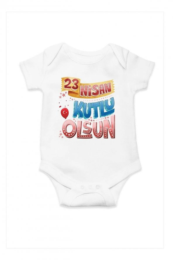 23 Nisan Kutlu olsun Özel Tasarım Bebek Zıbın Pamuklu Çıtçıtlı Body