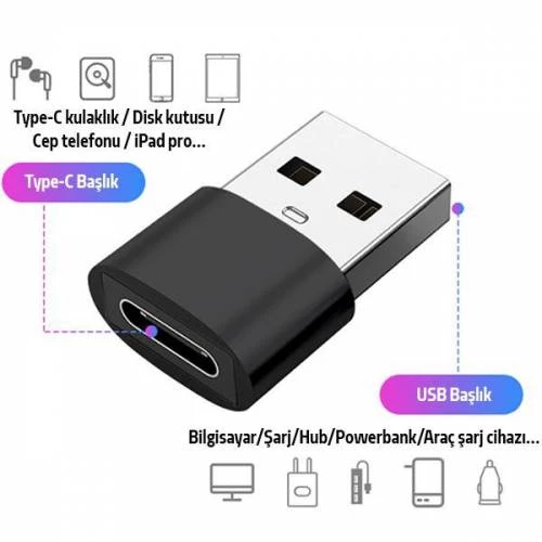 Polham USB to Type-C Çevirici USB to Type-C Dönüştürücü Usb Typce Dönüştürücü - 4