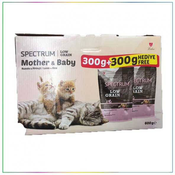 Spectrum L.G. Mother & Baby Kuzu Etli ve Pirinçli Kedi Maması 300 Gr + 300 Gr