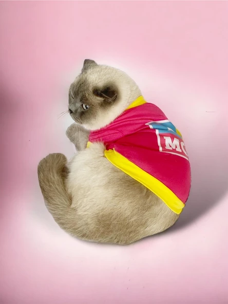 Annelere Hediye, Hediye Paketli, I Love Mom Pink, Oval Yaka Tişört Kedi Kıyafeti,Elbisesi Anneler Günü, Anne - Resim 5