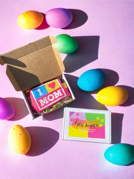 Annelere Hediye, Hediye Paketli, I Love Mom Pink, Oval Yaka Tişört Kedi Kıyafeti,Elbisesi Anneler Günü, Anne - Resim 8