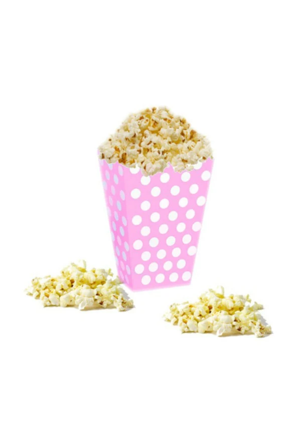 Popcorn (mısır Kutusu) Pembe Puantiyeli 10  Lu