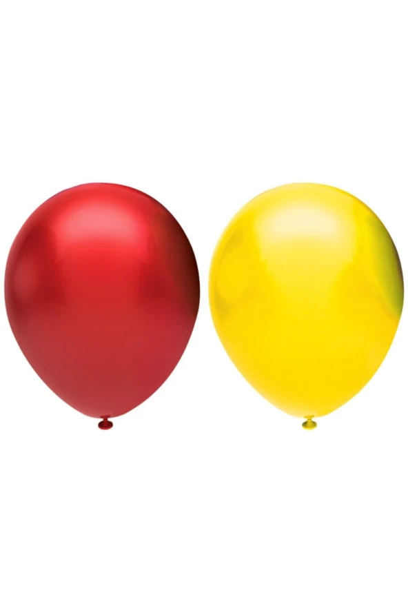 Metalik Balon Sarı - Kırmızı 10 Adet