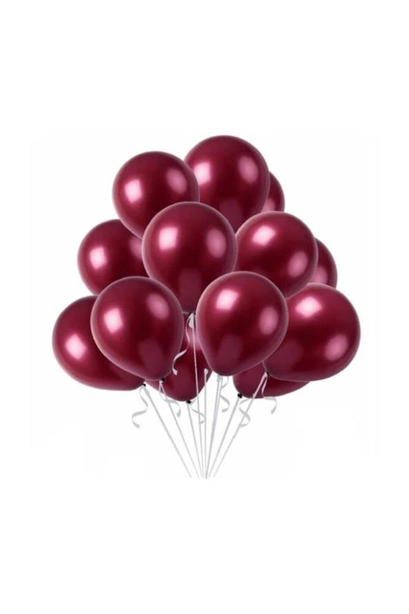 Bordo Renk Metalik Balon 25 Adet