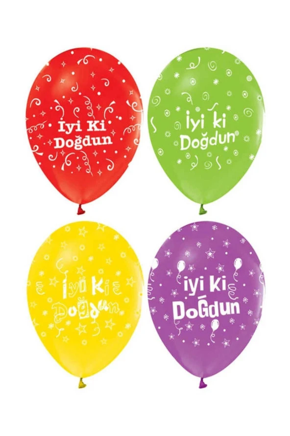 Iyiki Doğdun Baskili Karışık Renk Balon 25 Adet