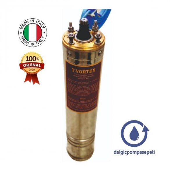 Vortex 4" T-VRT 1000 - 380 V İtalyan Malı Dalgıç Pompa Motoru - 10 Hp