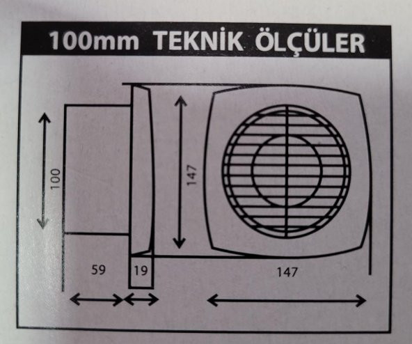 Nisa 100 Plastik WC Banyo Fanı - 3