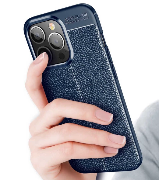 Apple iPhone 13 Pro Max Kılıf Zore Niss Deri Desenli0 Silikon Kılıf - Resim 7