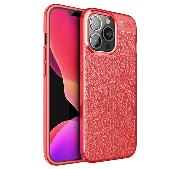 Apple iPhone 13 Pro Max Kılıf Zore Niss Deri Desenli0 Silikon Kılıf - Resim 3