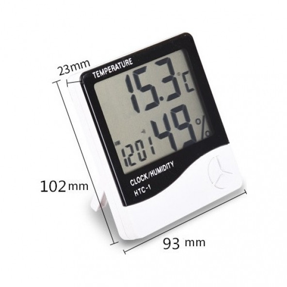 HTC-1 Masa Termometre Dijital Nem Ölçer Sıcaklık Isı Alarm Pil Hediyeli A33 - 3