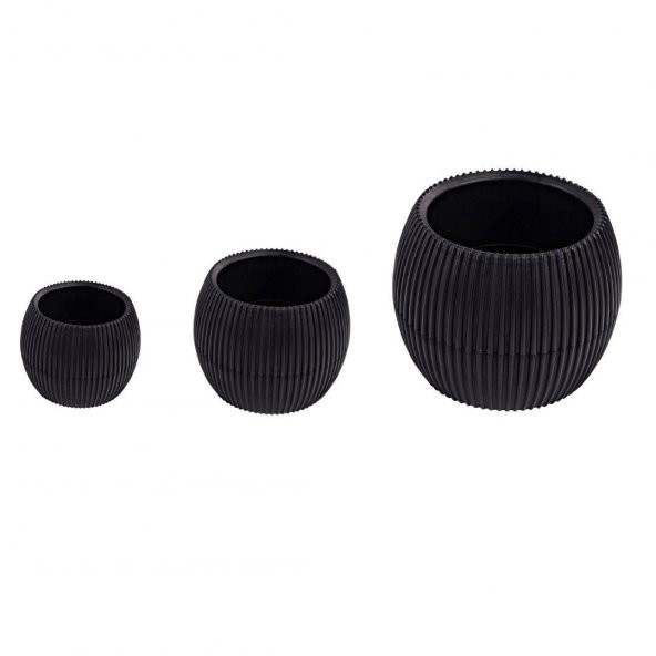 Sağlam Plastik Kaktüs Saksı 3lü Set Siyah