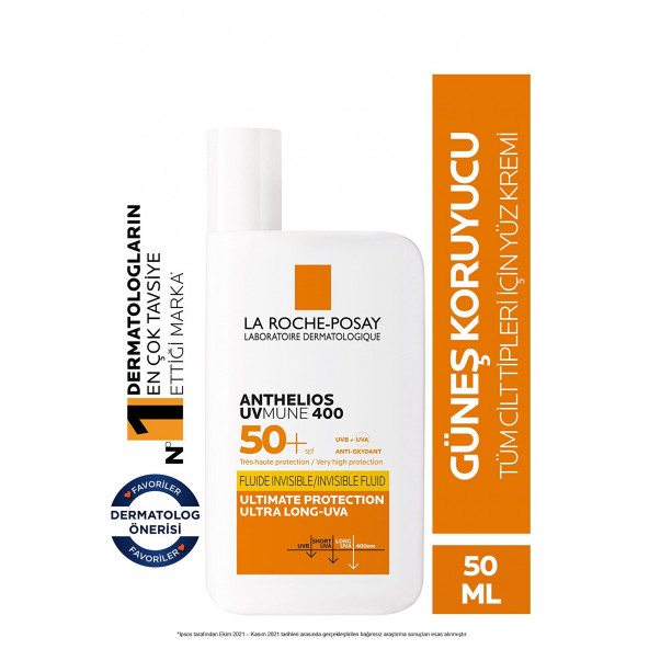 La Roche Posay Anthelios Uvmune Fluid Invisible SPF 50 Güneş Kremi 50 ml