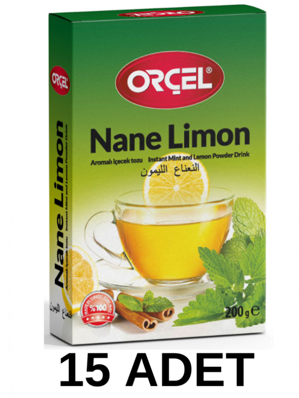 Orçel Nane Limon (Mentöllü) Aromalı İçecek Tozu Oralet Çay 15 x 200gr.