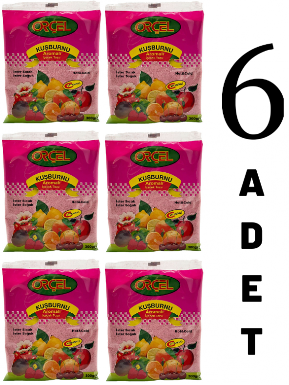 Orçel Kuşburnu Aromalı İçecek Tozu Oralet Çay 300gr.x 6 Adet