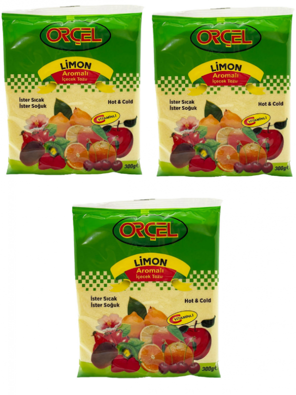 Orçel Limon Aromalı İçecek Tozu Oralet Çay 300gr.x 3 Adet