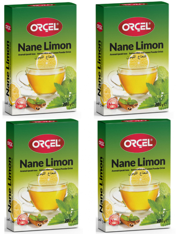 Orçel Nane Limon (Mentöllü) Aromalı İçecek Tozu Oralet Çay 4 x 200gr.