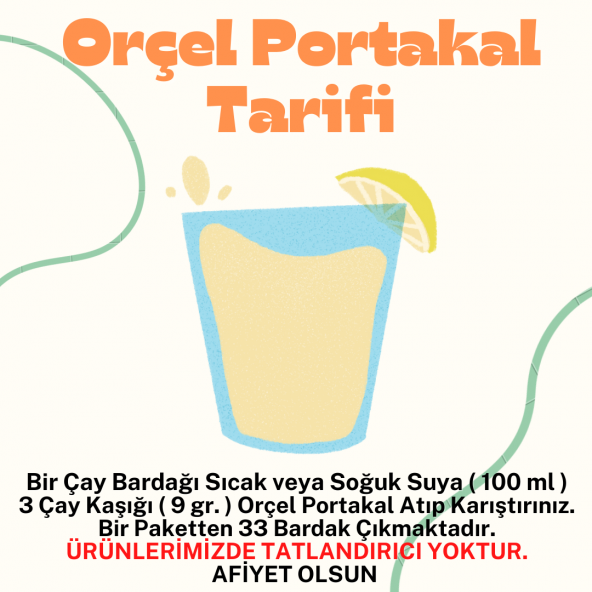 Orçel Portakal Aromalı İçecek Tozu Oralet Çay 300gr.x 6 Adet - 2