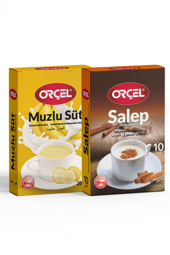 Orçel Salep + Muzlu Süt Aromalı İçecek Tozu Oralet Çay 2x200gr.