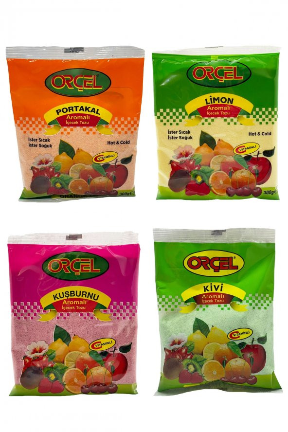 Orçel Toz İçecek Seti Oralet Çay Sıcak Soğuk Karışık Paket 4x300 gr.