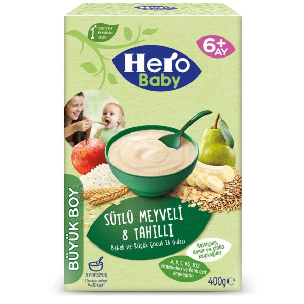Hero Baby Sütlü Meyveli 8 Tahıllı 400 gr Kaşık Maması