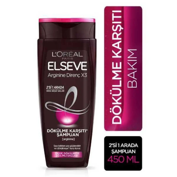L'Oréal Paris Elseve Komple Direnç Dökülme Karşıtı 2'Si 1 Arada Şampuan 450 Ml