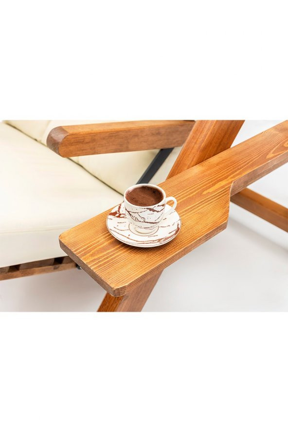Swing İkiz Kule İki Kişilik Ahşap Dış Mekan Bahçe Balkon Ve Teras Salıncağı Krem - 6