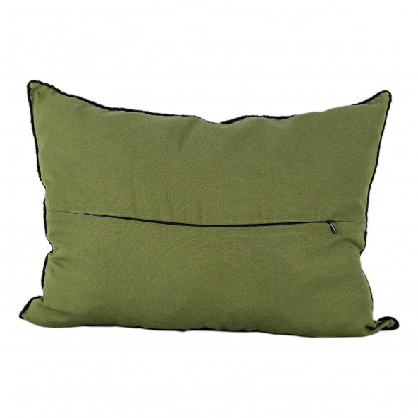 Yeşil Keten Kumaş Figür Motifli Kırlent 2 Adet - 2