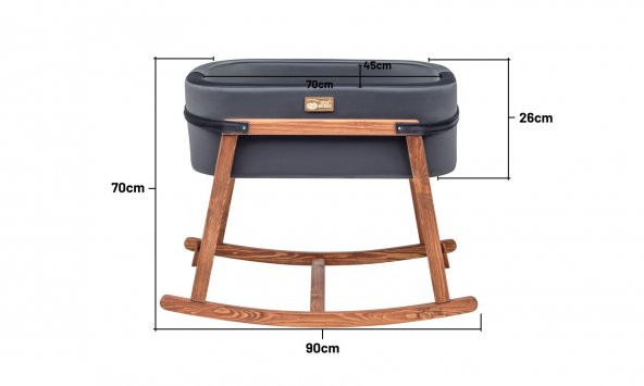 Anne Yanı Beşik Hier Bebek Ahşap Meşe Stand Siyah Sepet - 8