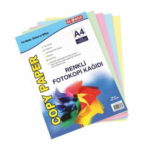 Globox 6536 Renkli Fotokopi Kağıdı Karışık 100lü