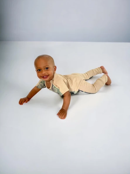 Sevimli Fare Bej Çocuk Tulumu - 4