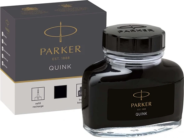 Parker Quink 57ml Dolma Kalem Şişe Mürekkebi Siyah ürün görseli