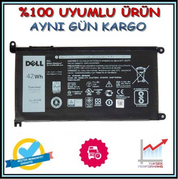 Dell Vostro 5481 P92G P92G001 Batarya Pil Orjinal