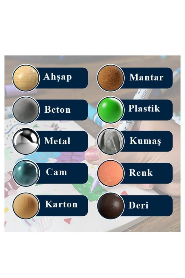 Akrilik Markör 2mm 6 Pastel Parlak Renkler Set 1 Paket Metal Cam Mantar Plastik Kumaş Deri Beton Boyama İçin İdeal - 3