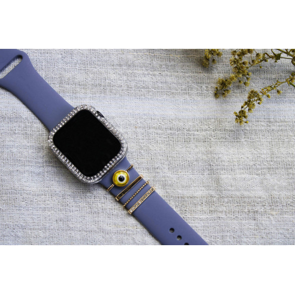 Bagies Apple Watch Kordon Aksesuarı Charm Seti Sarı Nazar