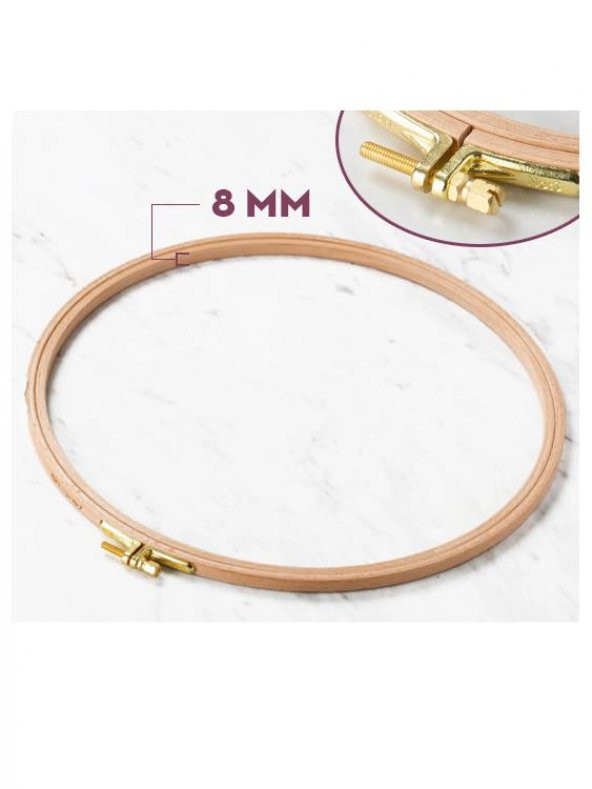 Nurge 8 mm Ahşap Vidalı Nakış Kasnak Kanaviçe Etamin Kasnağı