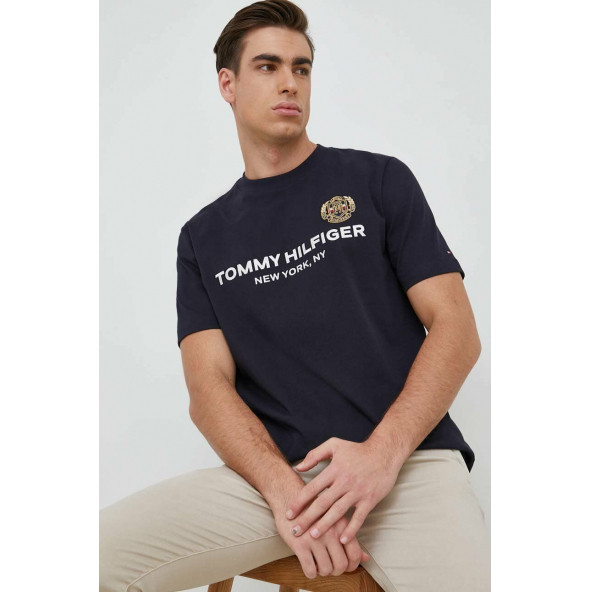 Tommy Hilfiger Crew Neck T-shirt Logo Printed SİYAH