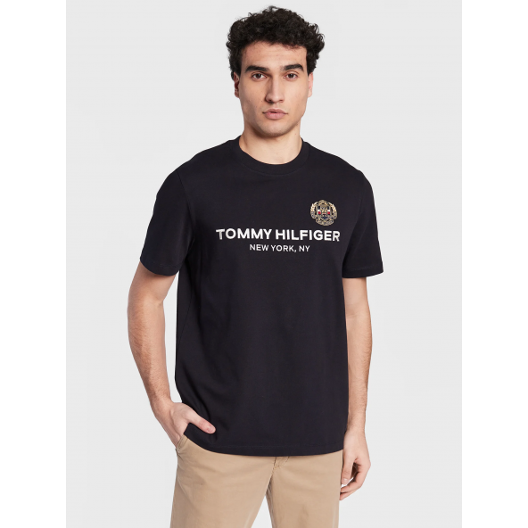Tommy Hilfiger Crew Neck T-shirt Logo Printed SİYAH - 5