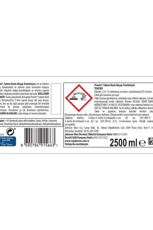 Pronto Ahşap Yüzey Temizleyici Klasik 2.5l - 2