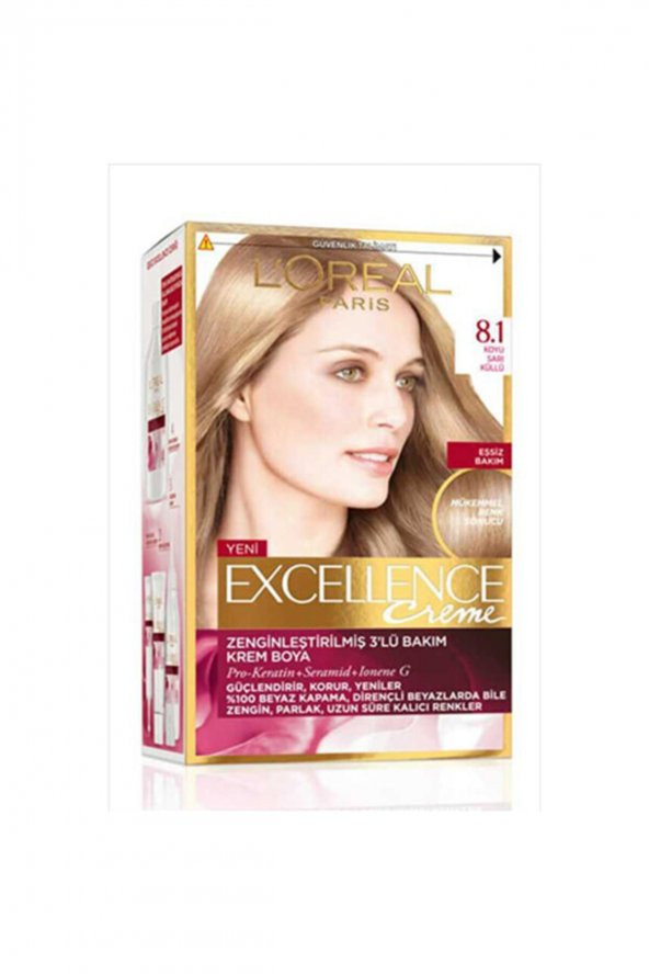 Loreal Excellence Saç Boyası Intense 8.1 Koyu Sarı Küllü