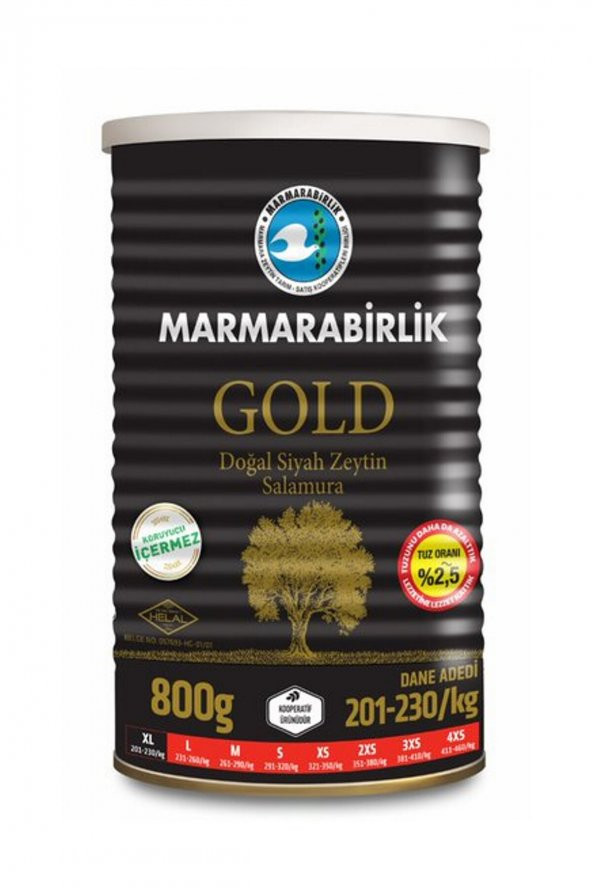 MARMARABİRLİK GOLD SİYAH ZEYTİN 800 GR