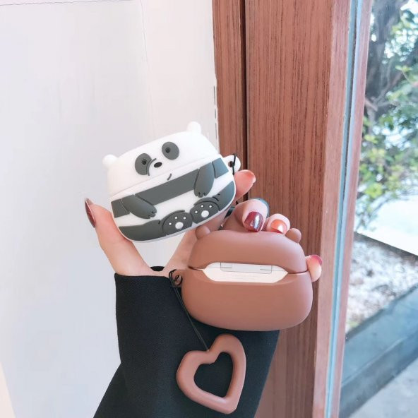 E2M AIRPODS PRO KILIF PANDA GRİ - Resim 3