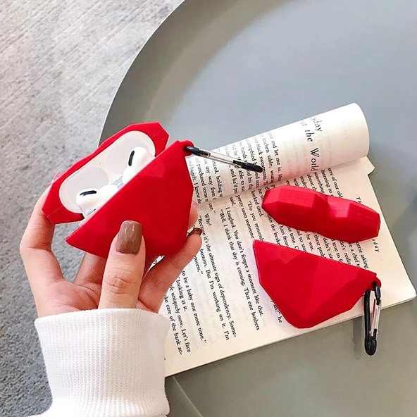 E2M AIRPODS PRO KILIF ORİGAMİ KALP KIRMIZI - Resim 2