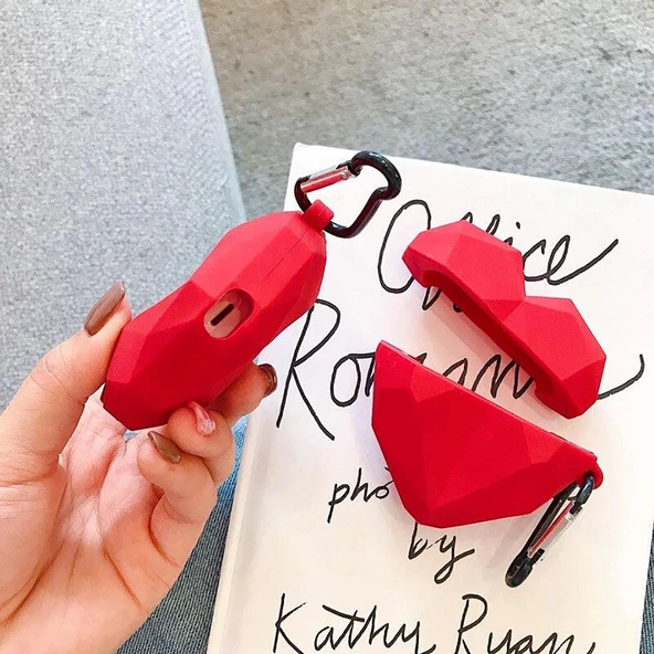 E2M AIRPODS PRO KILIF ORİGAMİ KALP KIRMIZI - Resim 3