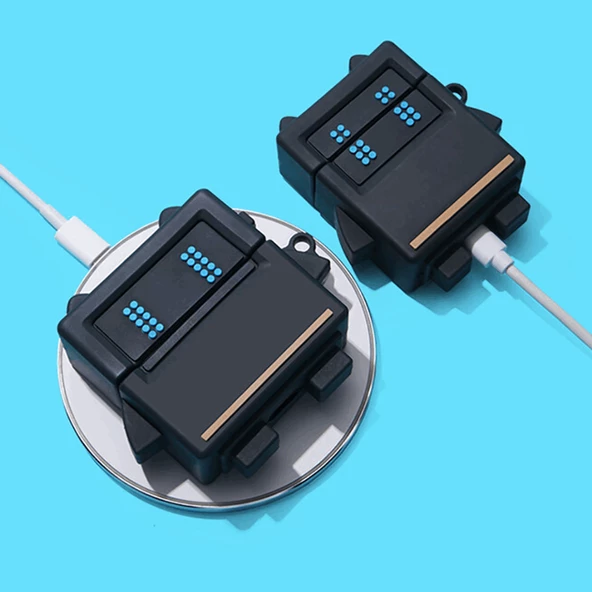 E2M AIRPODS 1-2 KILIF ROBO FLAT SİYAH - Resim 3