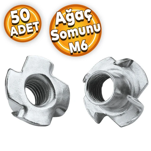Çakma Ağaç Somunu M6 Çinko (50 ADET)