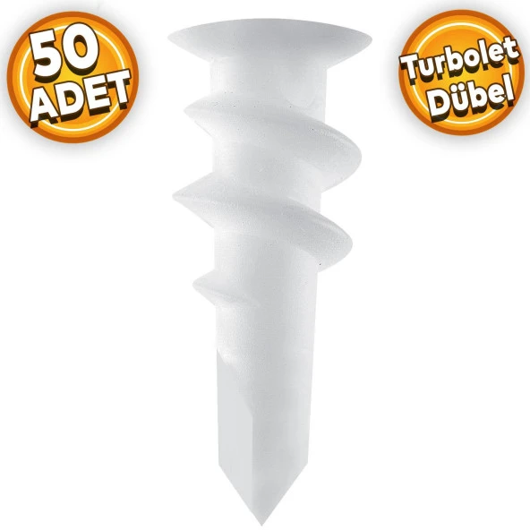 Turbolet Alçıpan Dübel Matkap Uçlu Dübel Plastik (50 ADET)