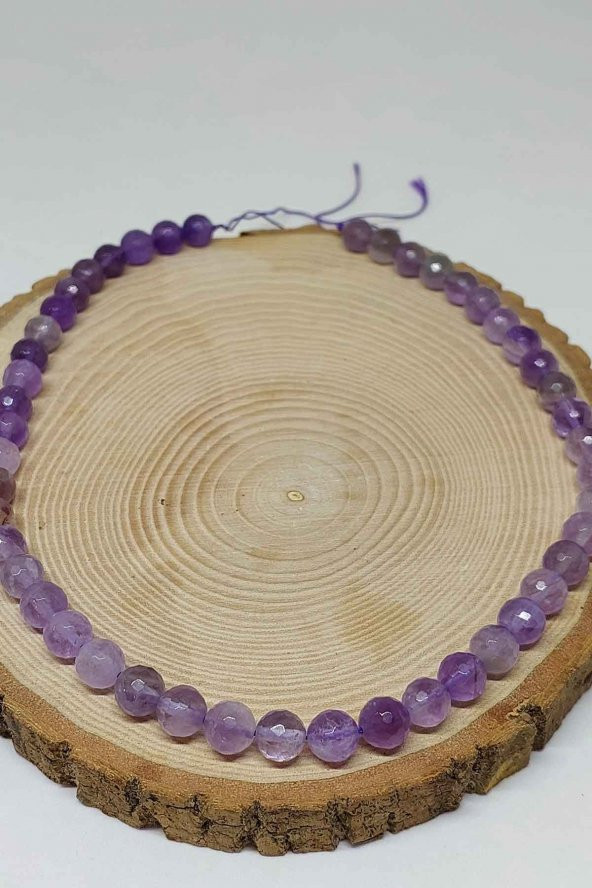 Ametist Taşı Açık Renk Faset Kesim Dizi 8mm - Resim 2